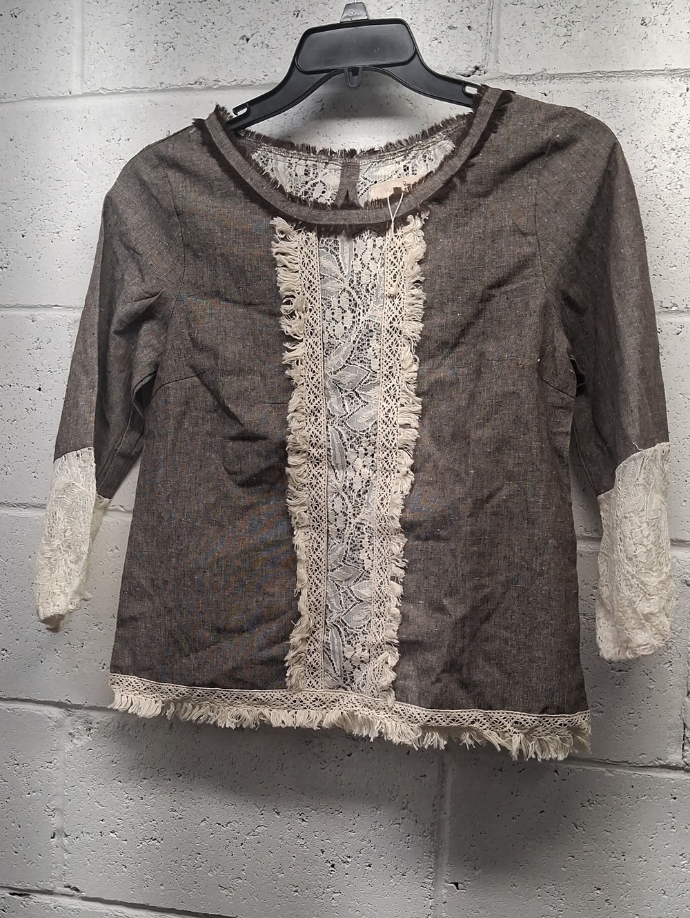 NWOT Boho Lace-Trim Brown Women's Top